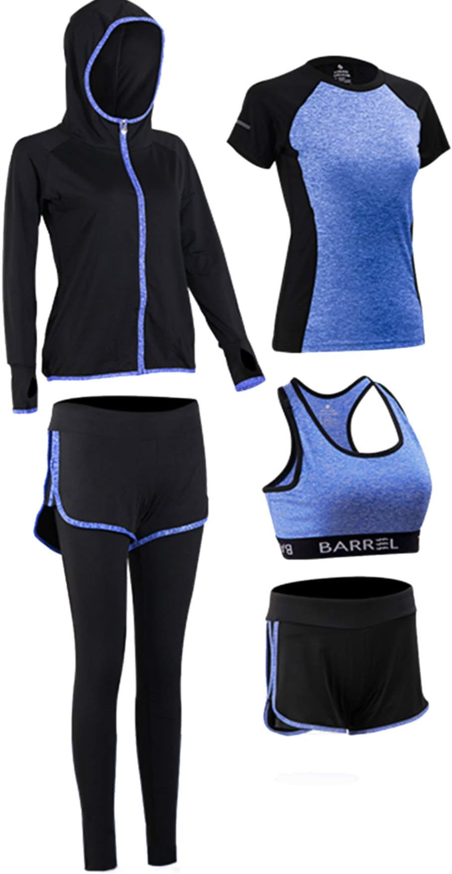 Womens Yoga Suit, Women's Gym Suit,Sportswear,Training Wear, Running Suit Fitness Series - 5pcs Set