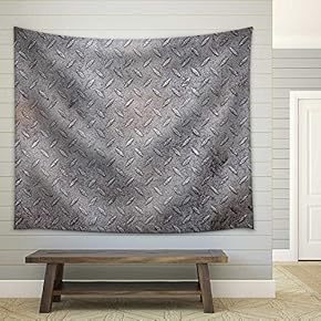Dirty Metal Diamond Grip Pattern Texture - Fabric Wall Tapestry Home Decor - 51x60 inches