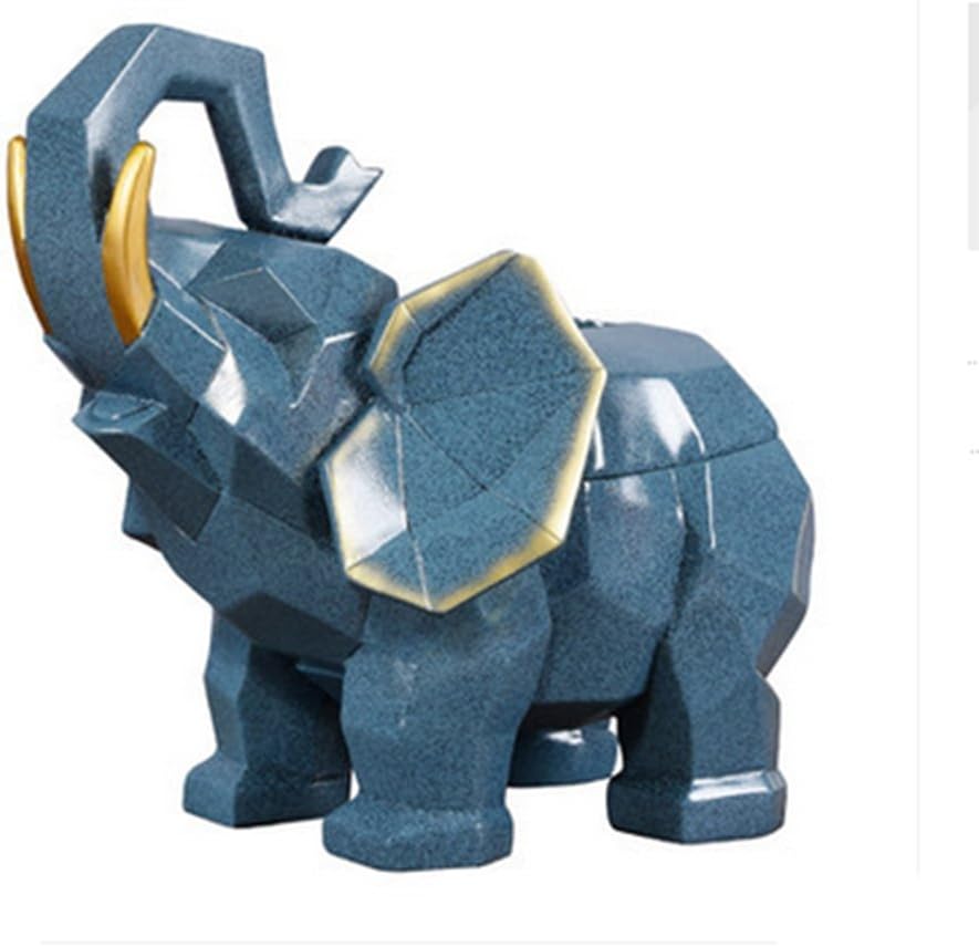 SQL Living Room Elephant Resin Tissue Box Home Bedroom Desktop Storage Box,BLUE