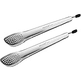 Devico Kitchen Tongs for Cooking, 2-Piece 12 inch 18/8 Stainless Steel Metal BBQ Grill Tongs with Lock