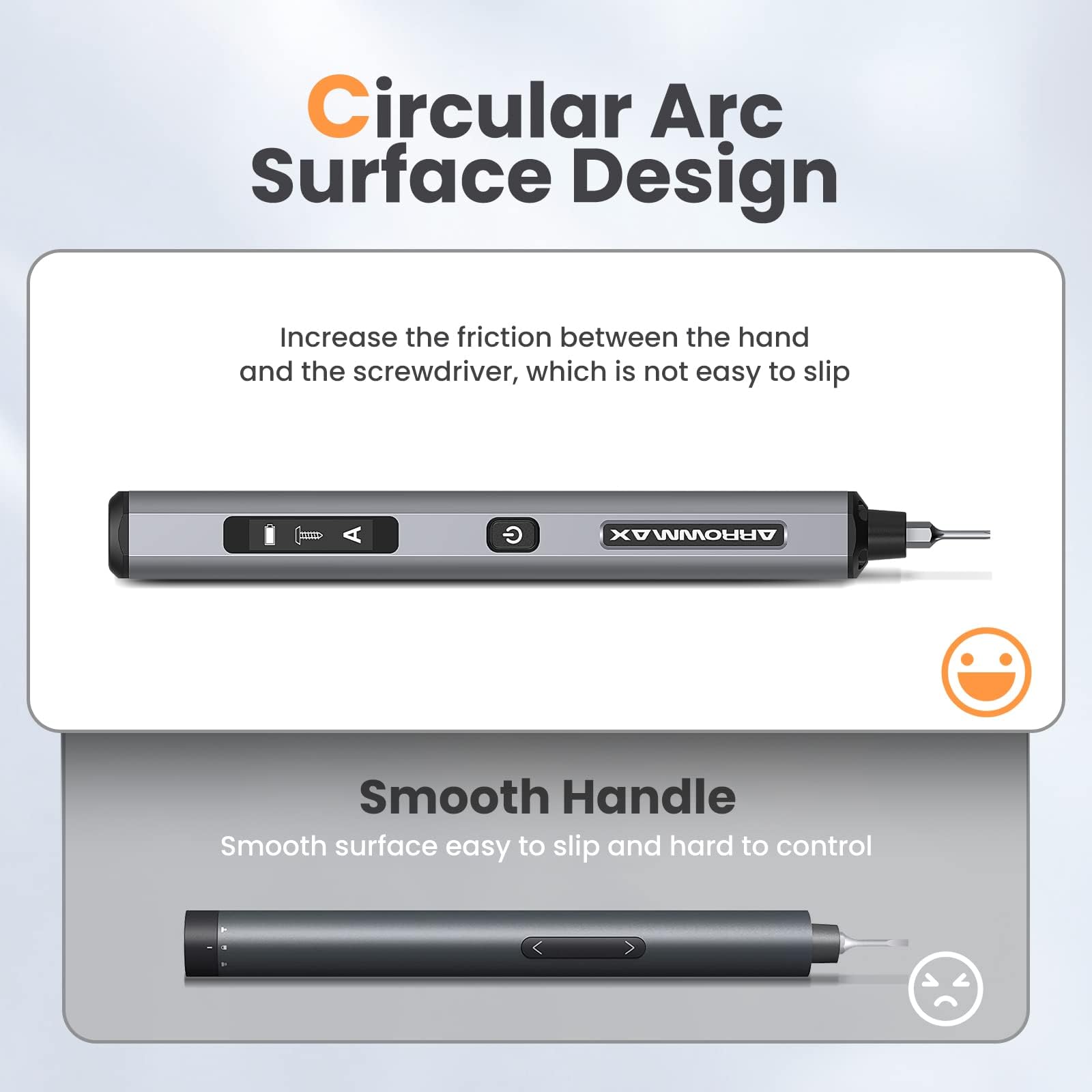 AM ARROWMAX Electric Screwdriver, Cordless Precision Screwdriver Set with 34 Magnetic Precision Bits, Smart Motion Control, IF Winning Design Tool Kit for Electronics Laptop Glasses (SES PRO) Grey