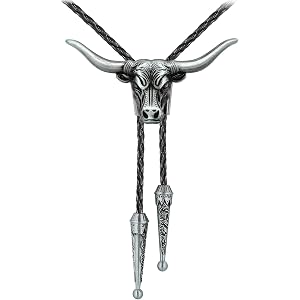 Bolatilt Western Bolo Tie for Men USA 250th Anniversary Eagle Longhorn Bull Cowboy Bolo Tie Leather Necktie for Men Women