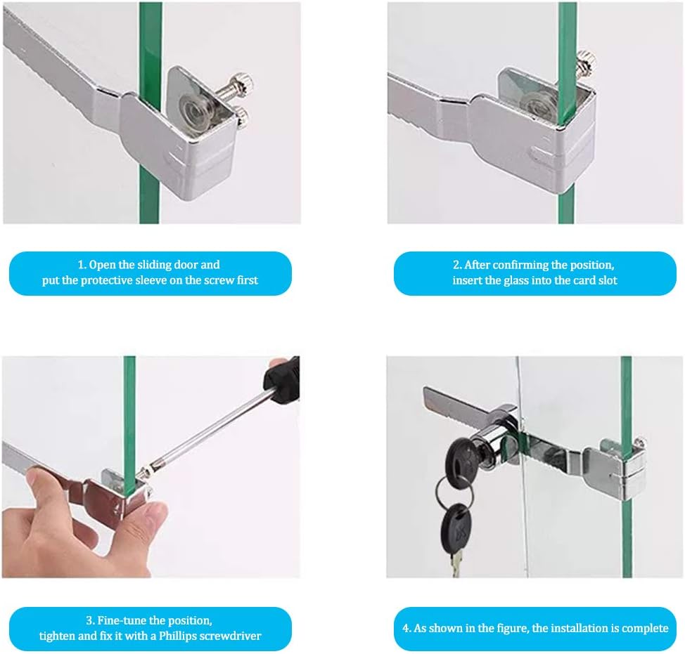 2 Set Glass Lock, Sliding Glass Door Ratchet Lock Door