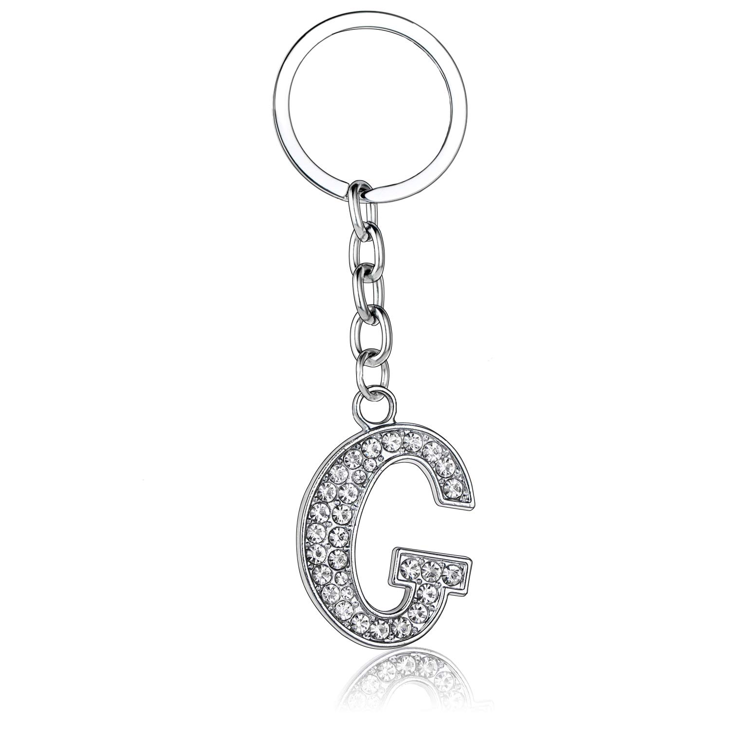 BESPMOSP A-Z Letter Keychain Keyring Crystal Shiny Family Best Friend Jewellery (G)