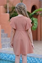 GORLYA Girl's Flutter Sleeve Stretchy A-Line Swing