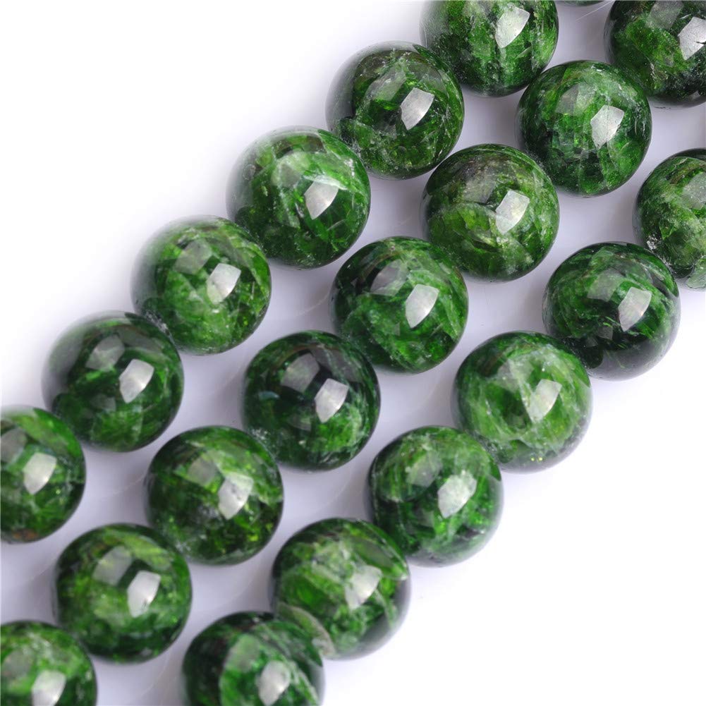 14mm Green Diopside Semi Precious Gemstone Round Smooth Loose Beads for Jewellery Making DIY Handmade Craft Supplies 15"
