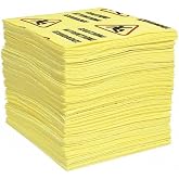 SpillTech Caution Universal Absorbent Mat Pad Box, Heavyweight, Polypropylene, 19&rdquo; x 15&rdquo; (L x W), Yellow, Pack of 100 (YPZ100H-BX)