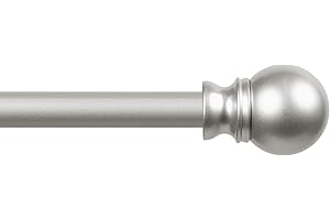 Kenney KN55970 Davenport Ball End Petite Cafe Decorative Window Curtain Rod, 28-48" (71.12-121.92 cm) Adjustable Length, Brus