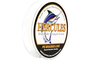 HERCULES Cost-Effective Super Strong 4 Strands Braided Fishing Line 6LB to 100LB Test for Salt-Water, 109/328 / 547/1094 Yards (100M / 300M / 500M / 1000M), Diam# 0.08MM - 0.55MM, Hi-Grade