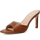Susanny Mule Brown Heels for Women Pointed Open Toe