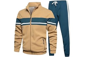 LBL Leading the Better Life Men's Sweat Suit 2 Piece Outfit Casual Contrast Sports Jogging Tracksuits Set