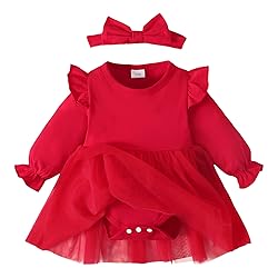 SOBOWO Infant Red Dress Baby Dress Red Baby Girl