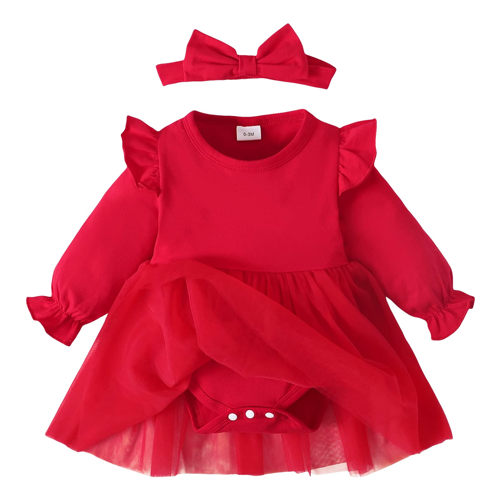 SOBOWO Infant Red Dress Baby Dress Red Baby Girl