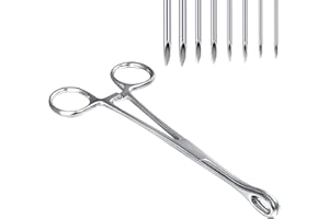 JIESIBAO Piercing Clamps, Slotted Locking Pennington Forceps, with 14G 16G 18G 20G Needles for Ear Lip Belly Navel Tongue Piercing
