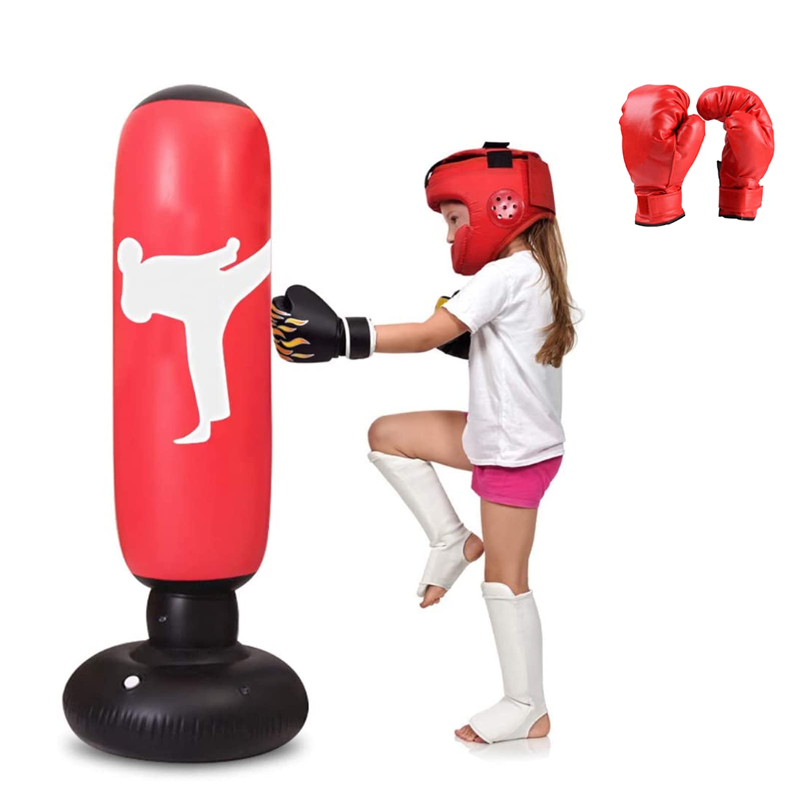 APPO Children's inflatable sandbag independent heavy boxing bag 160cm, can stand freely, can be used for pressure relief fitness training (children's boxing bag)