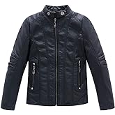 LOKTARC Boys Stand Collar Leather Jackets Kids Spring Faux Leather Motorcycle Coats