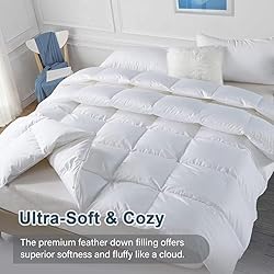 WhatsBedding Queen Feather Comforter, Filled with