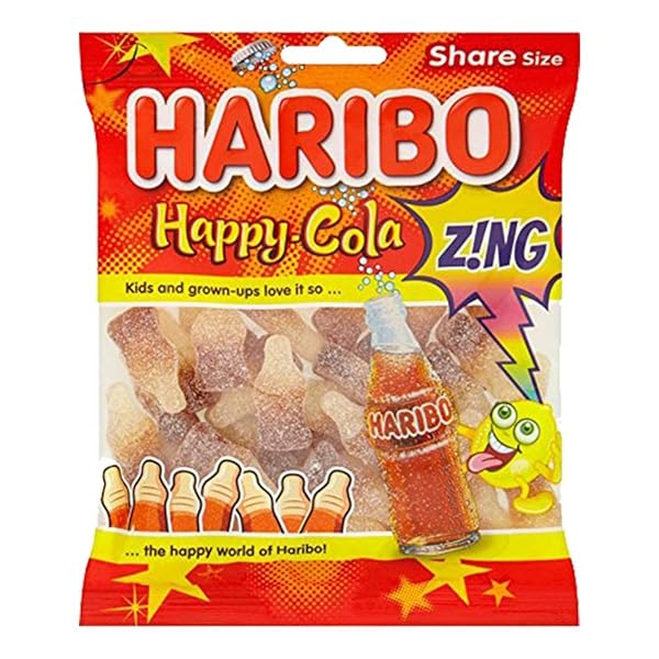 HARIBO HAPPY COLA ZING SHARE SIZE BAG POUCH 140G