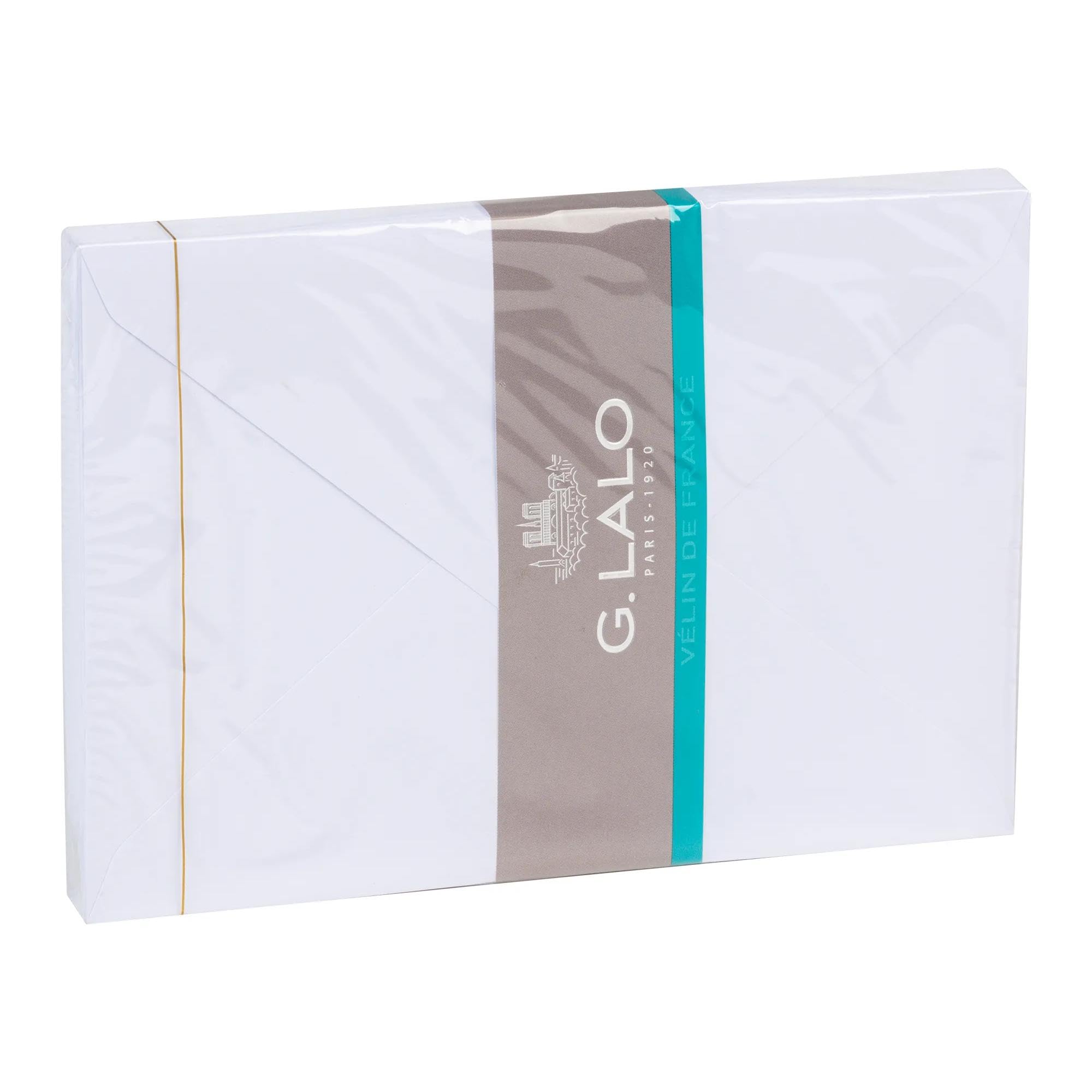 Lalo 19101L - Velin de France. Film-Wrapped Pack of 25 White gummed envelopes Diploma Size: 13,1x19 cm 120g, French Vellum White. Correspondence. Made in France