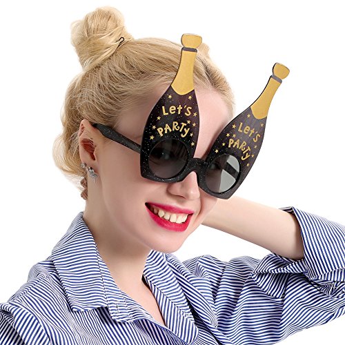 Champagne Sunglasses – Celebration Party Favors, Novelty Shades, Party Toys, Let‘s Party Funny Costume Glasses Accessories for Kids & Adults