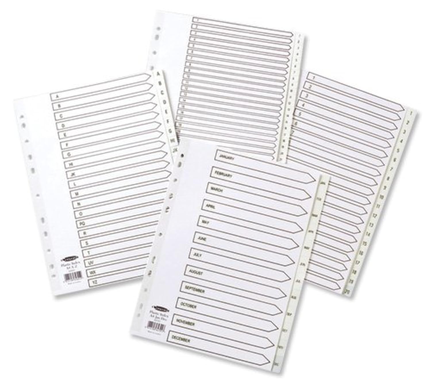 Concord White Index Polypropylene 120 Micron Europunched 1-10 A4 Ref 64101