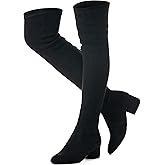Mtzyoa Thigh High Block Heel Boot Women Pointed Toe Stretch Over The Knee Boots