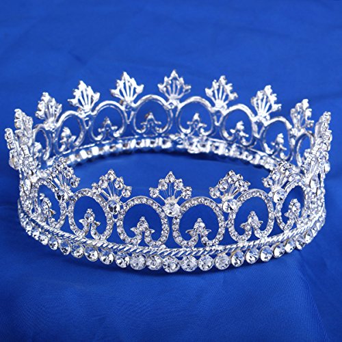 FUMUD Women's Luxury Crystal Tiara Shining Rhinestone Crown for Pageant Wedding Bridal Beauty Contest Prom Party (Full Crown)