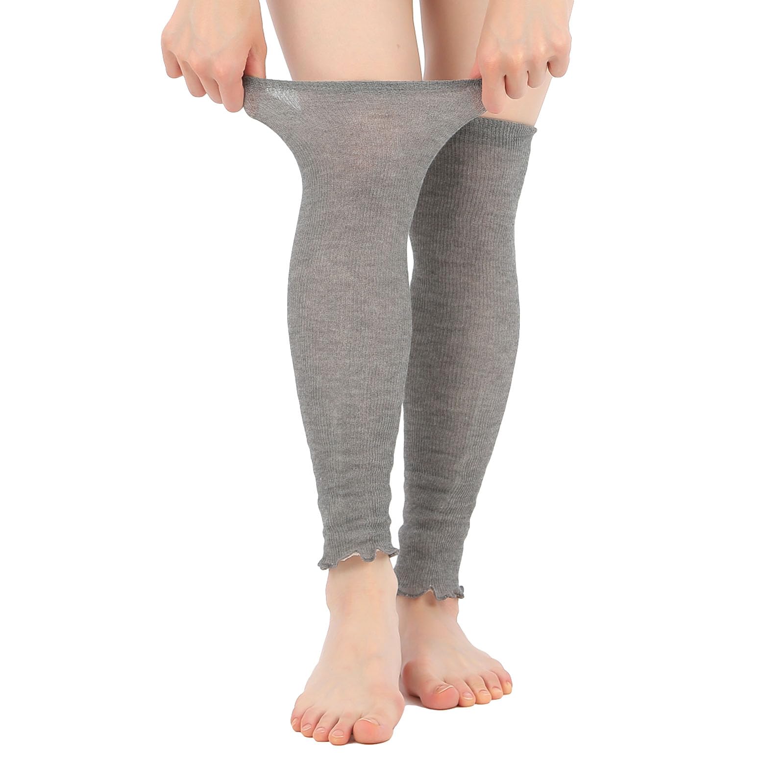 Photo 1 of [M?M SOCKS] Double-Layer Silk Leg Warmers Made in Japan Unisex Long 50cm 2-Way Cotton × Silk Grey Free size HW05-09