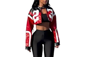 CONCINEROS Women's Faux Leather Jacket Zip Up Cropped Bomber Leather Jacket Women 2024 S-XL