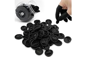 DENERGY Finger Gloves Medium Finger Cots - Disposable Latex Finger Sleeves Nail Biting Prevention, Finger Protectors for Manicure, Handmade, Industrial Apply 150PCS (Black)