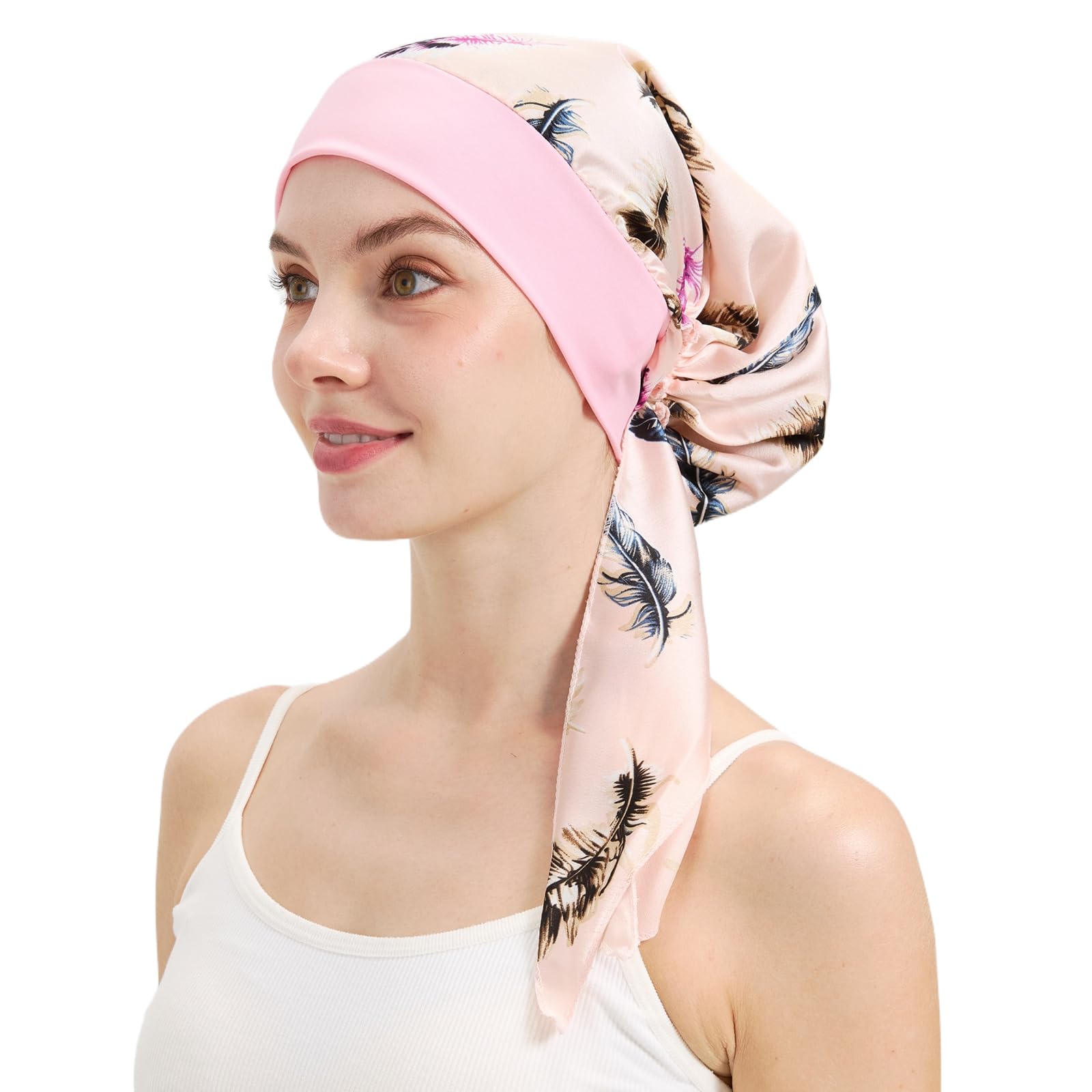 FADACHY Head Scarf, Chemo Headwear for Women Bandanas Turbans with Scarves Soft Pre Tied Knot Fashion Pleated Sleep Cap Headwrap for Cancer Hair Loss