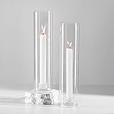 Hewory Hurricane Glass Candlestick Holders : 2 Pcs Clear Taper Candle Holders for Candlesticks - Hurricane Glass Candle Stick Candle Holders Bulk for Table Centerpiece Wedding Christmas Home Decor