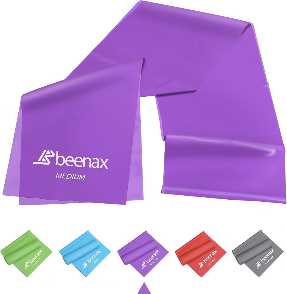 Beenax Resistance Band Purple Medium 20lbs for Exercise Pilates Yoga Gym