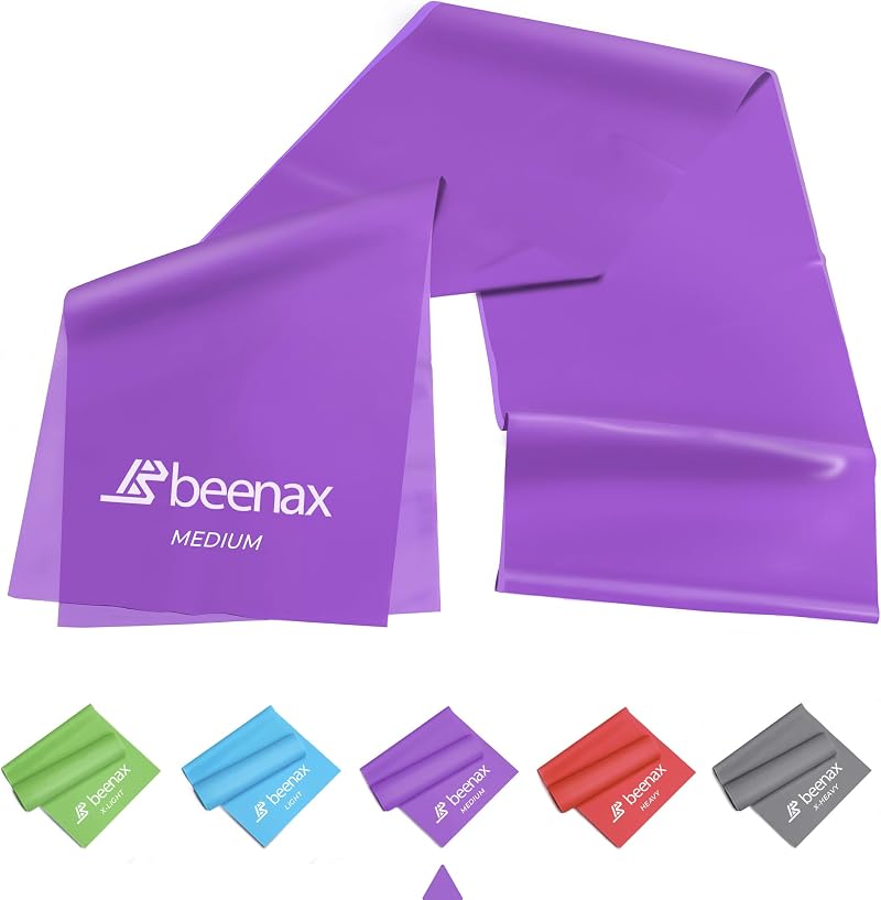 Beenax Resistance Band Purple Medium 20lbs for Exercise Pilates Yoga Gym