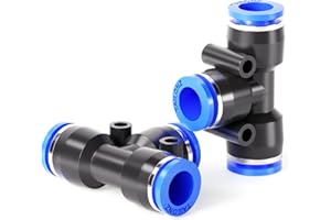 TAILONZ PNEUMATIC Blue 3/8 inch OD Tee Plastic Push to Connect Fittings 3 Ways Tube Connect Push Fit Push Lock PE-3/8(Pack of 10)