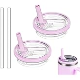 2 Pack 30 oz Tumbler Flip Straw Lid Replacement Compatible for Stanley Quencher, Leak Proof Lid Replacement for 30 OZ Stanley H2.0 FlowState Tumbler,Spill Proof Splash Reusable (Light Purple)