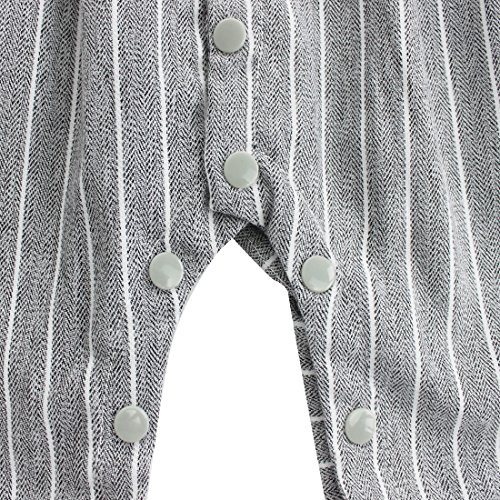 FEESHOW Baby Boys' Cotton Gentleman Romper Vest with Bowtie Outfit Set Gray 3-6 Months