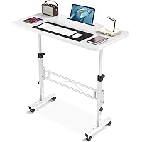 Amztabler Small Standing Desk Adjustable Height, Mobile Stand Up Desk with Wheels, 32 Inch Portable Rolling Desks for Walking