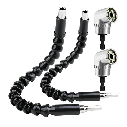 4PCS 105 Degree Right Angle Drill Extension Flexible Drill Extension 1/ ...