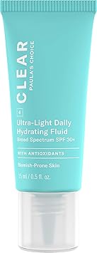 PAULA'S CHOICE Clear Ultra-Light Hydrating Oil Free Moisturizer SPF 30, UVA & UVB Protection, Pore Minimizer Sunscreen for Face, 15 ml (Travel Size)