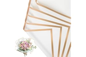 NESCCI 20 Sheet Flower Wrapping Paper - Waterproof Floral Bouquet Wrapping Paper, Florist Supplies Packaging Paper for Wedding Birthday Gift DIY (White)