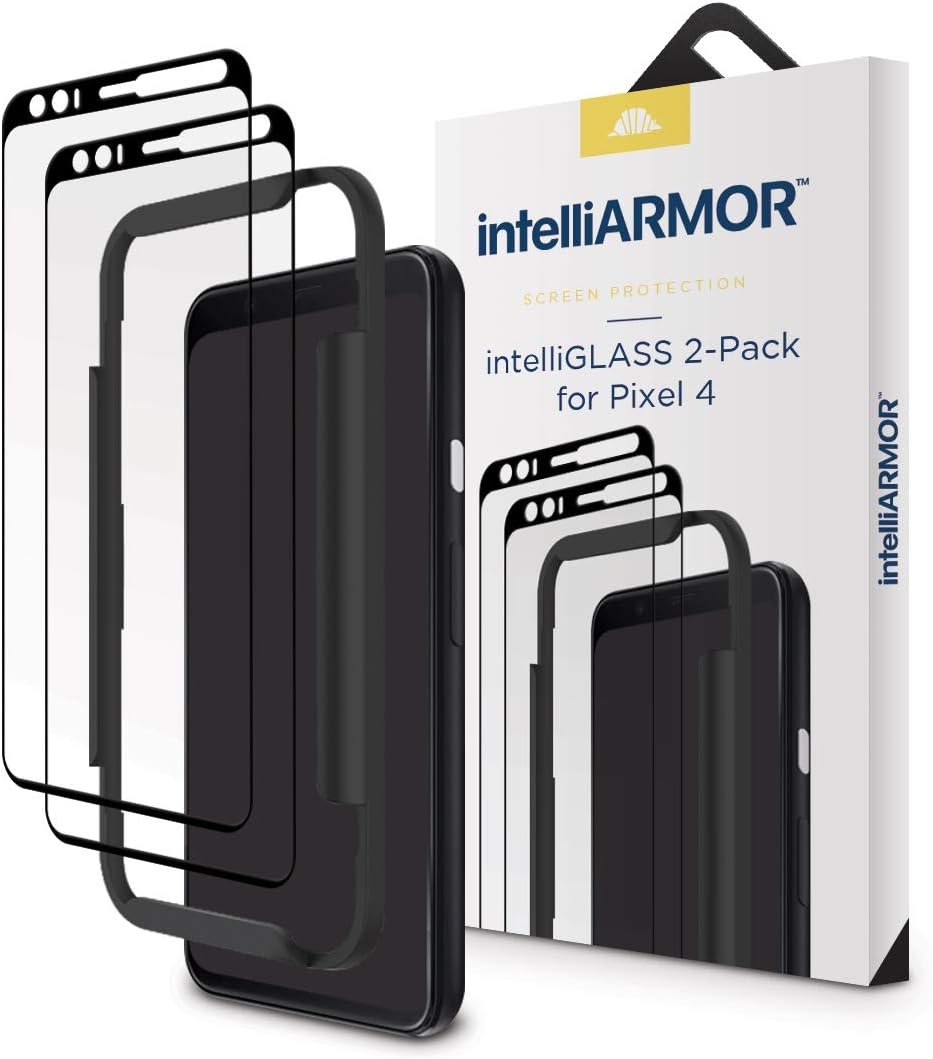 Pixel 4 intelliGLASS PRO 2-Pack The Smarter Pixel Glass Screen Protector by intelliARMOR to Guard Against Scratches and Drops. HD Clear with Max Touchscreen Accuracy. (Pixel 4)