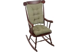 Klear Vu Omega Non-Slip Rocking Chair Cushion Set with Thick Padding and Tufted Design, Includes Seat Pad & Back Pillow with Ties for Living Room Rocker, 17x17 Inches, 2 Piece Set, Thyme Green