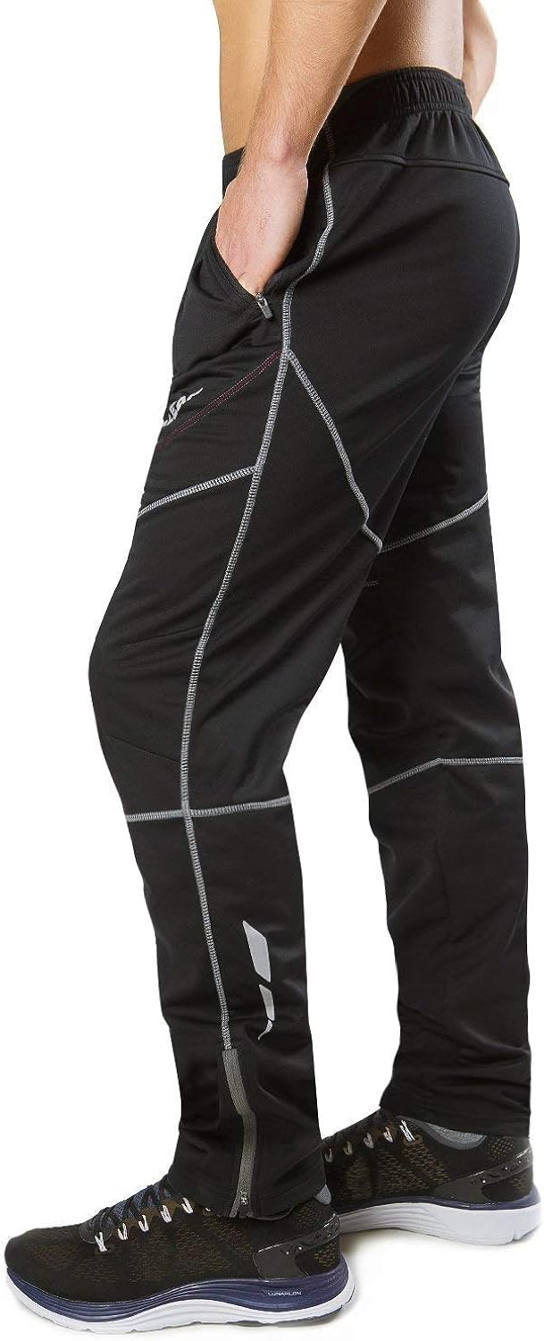 BALEAF Men's Biking Pants Thermal Fleece Winter Cycling Running Windproof Workout Mountain Bike with Pockets : Clothing