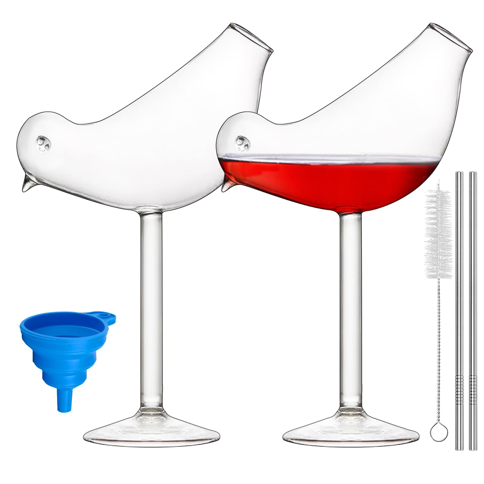 SuproBarware Novelty Cocktail Glasses Set of 2 Martini Glasses 150 ml Unique Bird Drinking Cups for Home KTV Bar Club Party Cocktails Juice Wine