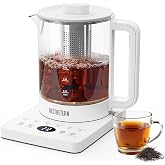 Electric Tea Kettle with Infuser, 1.5L Glass Water Boiler with Temperature Control, 24H Keep Warm &amp; Auto Shut-Off, White