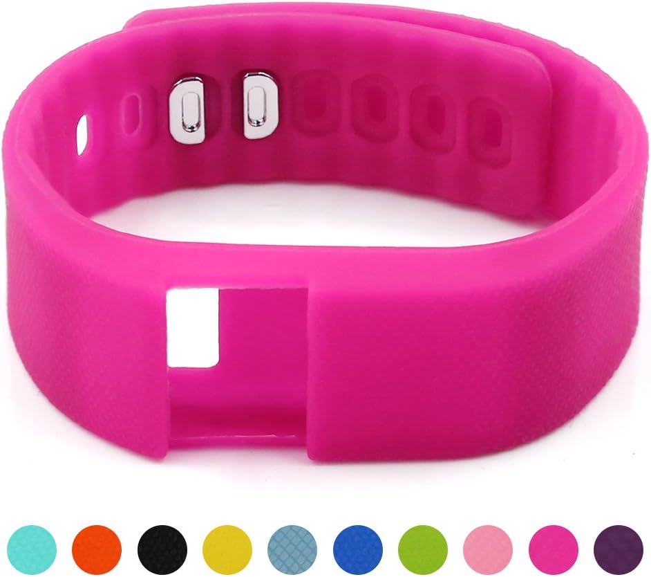 Soft Silicone Band for Teslasz Fitness Tracker in 10 Colors,Rose Pink