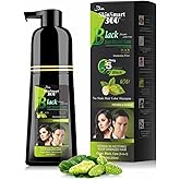 SkinSmart 360® No-Stain Hair Dye Shampoo – Full Gray Coverage for Men & Women, 3-in-1 Color + Cleanse + Condition, Natural Ingredients, Easy No-Mix Formula, 200 mL (Natural Black)