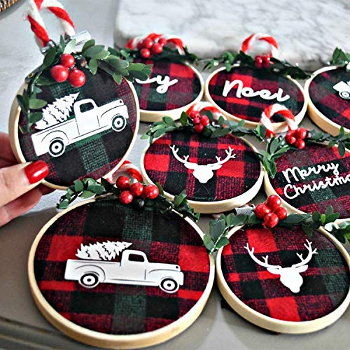 [20 Pack, 3 Inch] Embroidery Hoops, Browill Adjustable Bamboo Circle Cross Stitch Hoop Kit for DIY Arts Crafts Ornaments, Handmade Sewing Home Decorations - Thumbnail 4