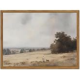 Jesus Leaves the 99 Sheep Wall Art Jesus and Lamb Painting Wall Decor Christian Religious Poster Canvas Prints for Prayer Room Living Bedroom 12x16 inch Wood Framed